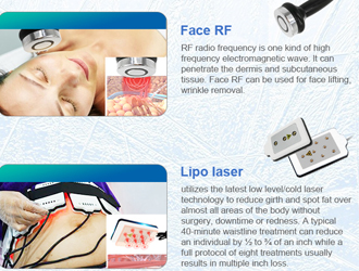 RF radio frequency is one kind of high frequency electromagnetic wave. Lipo laser utilizes the latest low level/cold laser technology to reduce girth and spot fat over, almost all areas of the body without surgery, downtime or redness.