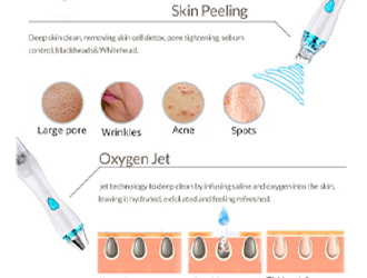 Skin Peeling: Deep skin clean, removing skin cell detox, pore tightening, sebumcontrol, blackheads&Whitehead.
Oxygen Jet: jet technology to deep clean by infusing saline and oxygen into the skin,leaving it hydrated, exfoliated and feeling refreshed.