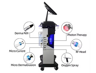 Microneedle Pen, Bipole RF, Micro Dermabrasion, Photon Light, Tripole RF, Oxygen Spray, Vacuum Pen